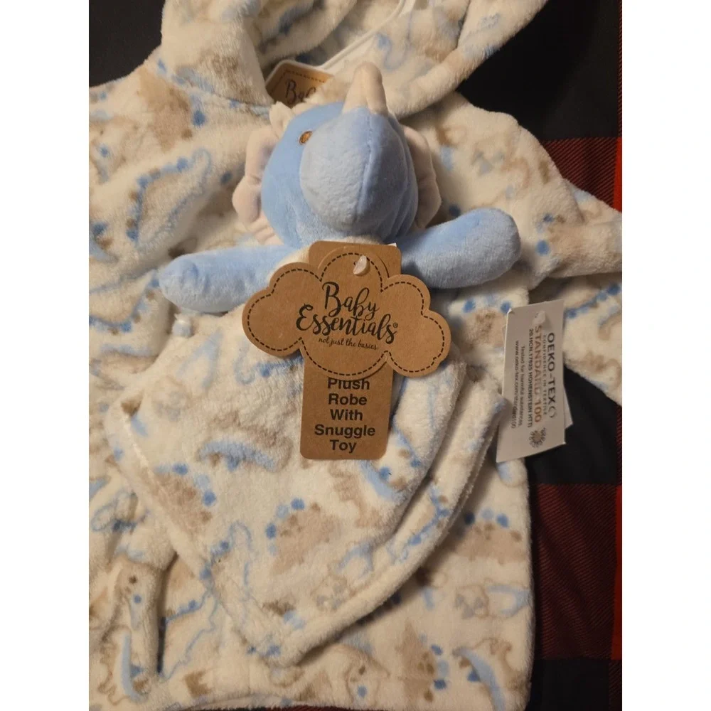 Baby Essentials Baby Boys Plush Robe With Snuggle Toy 0-9 Months